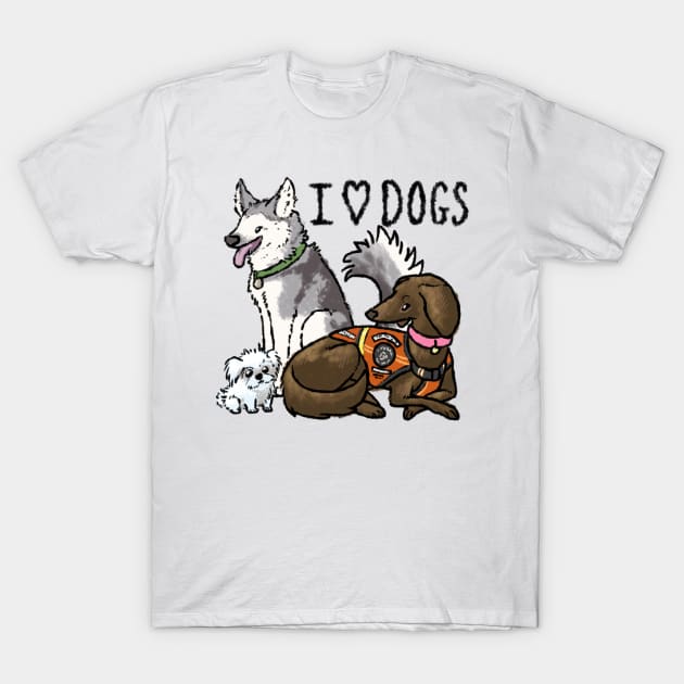 I Love Dogs T-Shirt by Tayleaf